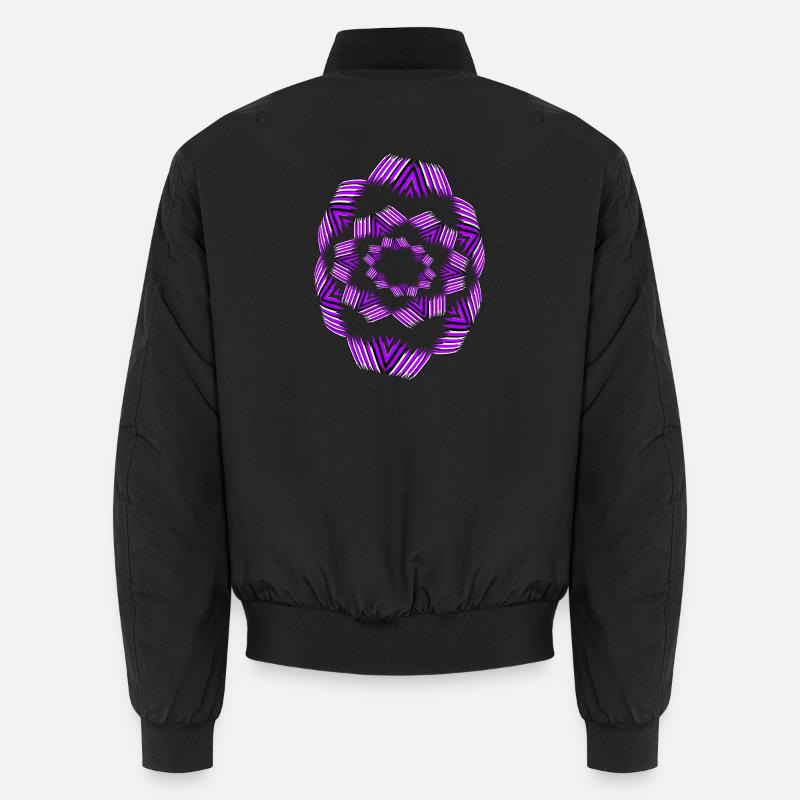 Lila Stern-Mandala Muster - Unisex Bomberjacke - Schwarz