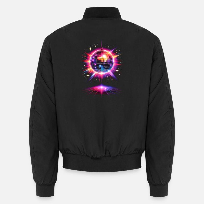 Disco Ball Neon 80s Design - Unisex Bomber Jacket - black