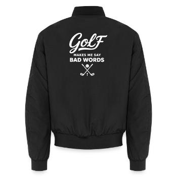 Golf and Swear Words: The Golfer's Humour - Unisex Bomber Jacket - black - Back - AI Model Male 185 light (185cm)