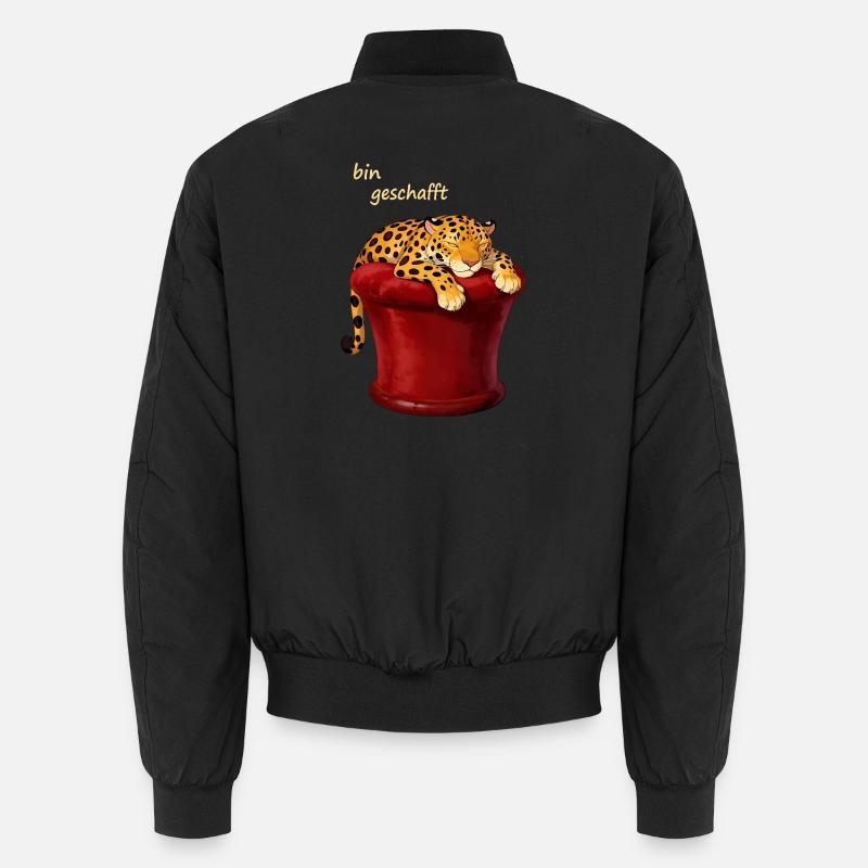 Schlafender Leopard im roten Zylinder - Unisex Bomberjacke - Schwarz