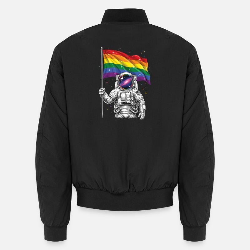 Pride Month LGBT - Astronaut with Rainbow Flag Unisex Bomber Jacket