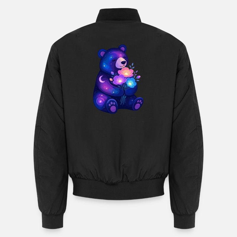 Galaktischer Bärenfreund mit Blüten Unisex Bomberjacke