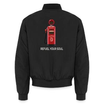 Coffee Station - Refuel Your Soul  - Unisex Bomberjacke - Schwarz - Hinten - AI Model Male 185 light (185cm)