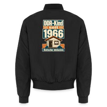 DDR Kind seit 1966, Datsche inklusive Geburtstag - Unisex Bomber Jacket - black - Back - AI Model Male 185 light (185cm)