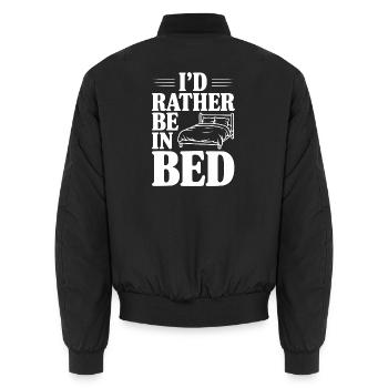 Ich wäre lieber im Bett - Unisex Bomberjacke - Schwarz - Hinten - AI Model Male 185 light (185cm)