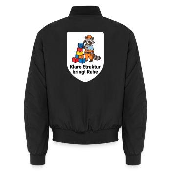 Klare Struktur bringt Ruhe Clean Code Shirt - Unisex Bomberjacke - Schwarz - Hinten - AI Model Male 185 light (185cm)