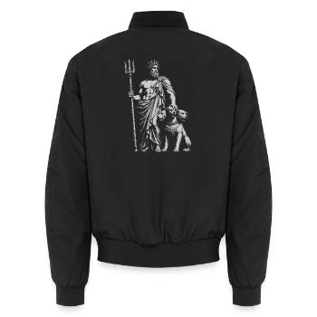 HadesTrident Wächter mit Cerber - Unisex Bomberjacke - Schwarz - Hinten - AI Model Male 185 light (185cm)