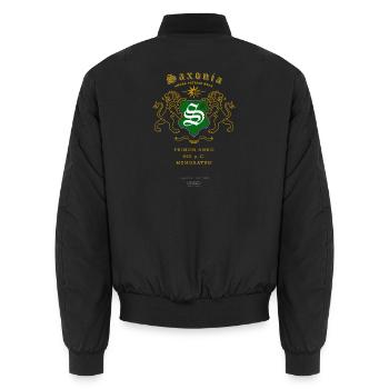 Saxonia Wappen Löwen-Emblem - Unisex Bomberjacke - Schwarz - Hinten - AI Model Male 185 light (185cm)