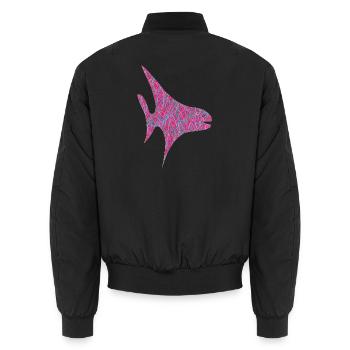 Neon Scribble Fisch Muster - Unisex Bomberjacke - Schwarz - Hinten - AI Model Male 185 light (185cm)