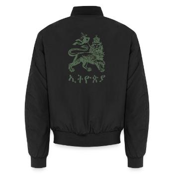 Lion of Judah Jah Rastafari Rasta Reggae Roots - Unisex Bomberjacke - Schwarz - Hinten - AI Model Male 185 light (185cm)