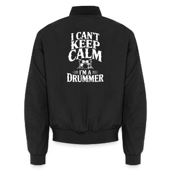 Ich kann nicht ruhig bleiben Ich bin Schlagzeuger - Unisex Bomberjacke - Schwarz - Hinten - AI Model Male 185 light (185cm)