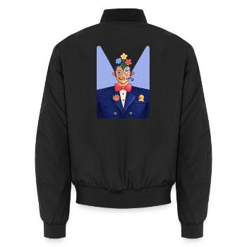 Geblümter Mann im Anzug - Unisex Bomberjacke - Schwarz - Hinten - AI Model Male 185 light (185cm)