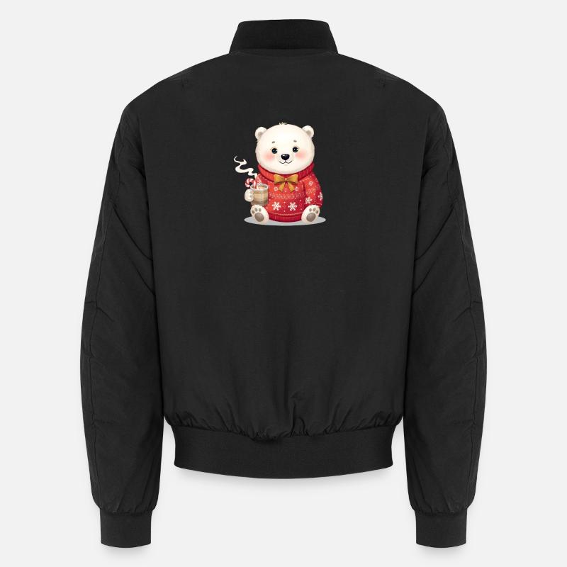 Ourson polaire en pull rouge Noël - Bomber unisexe - noir