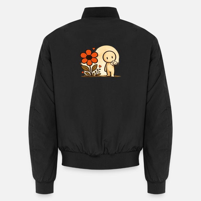 Der kleine Gedanke | Blume - Unisex Bomberjacke - Schwarz