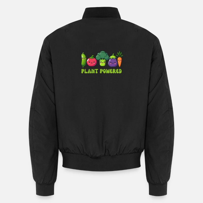 Vegetarian, plant powered - Unisex Bomber Jacket - black