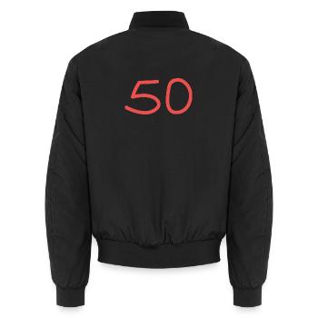 50th birthday fifty pink number pink - Unisex Bomber Jacket - black - Back - AI Model Male 185 light (185cm)