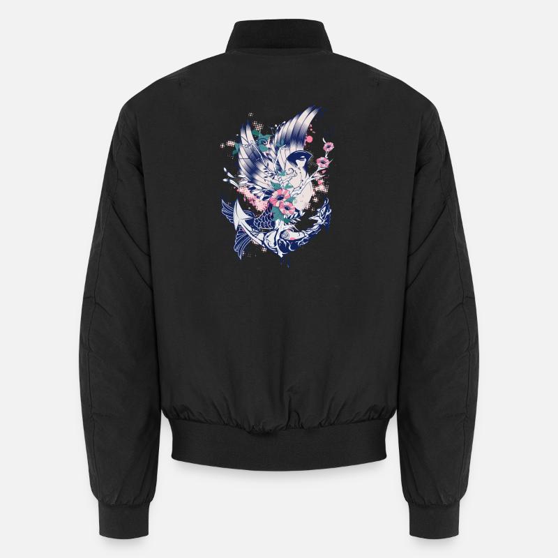 Bird fish with anchor Unisex Bomber Jacket