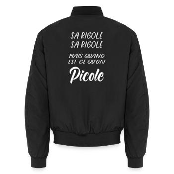 Sa rigole mais quand Picole on (blanc) - Bomber unisexe - noir - Dos - AI Model Male 185 light (185cm)