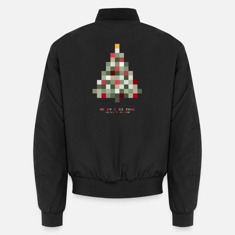 Weihnachtsbaum Pixel - Unisex Bomberjacke - Schwarz