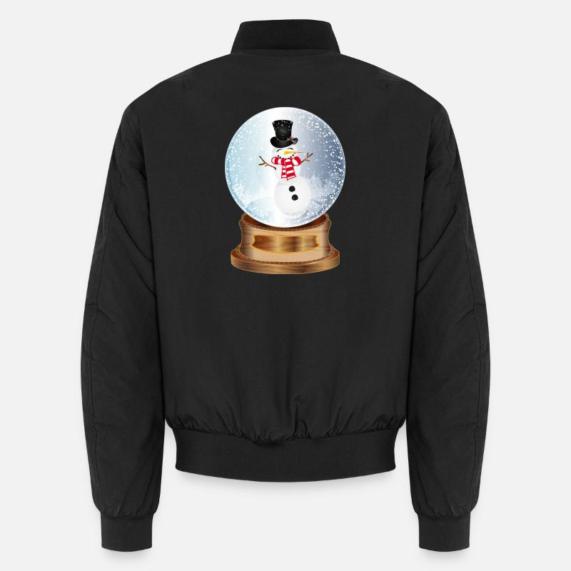 schöne nostalgische Schneekugel mit Schneemann Unisex Bomberjacke