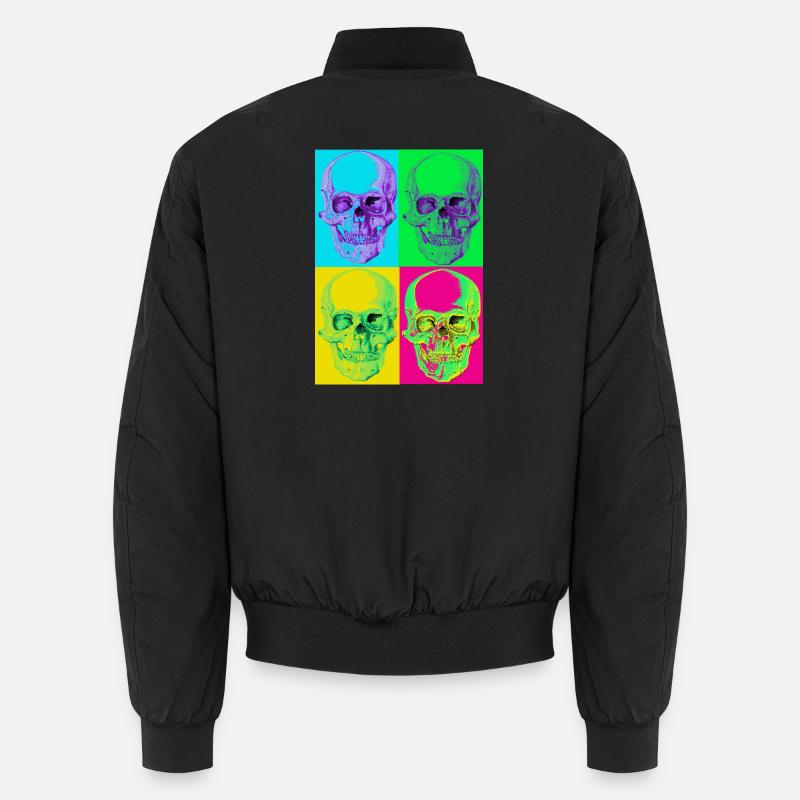 Pop Art Four-Colour Skull - Unisex Bomber Jacket - black