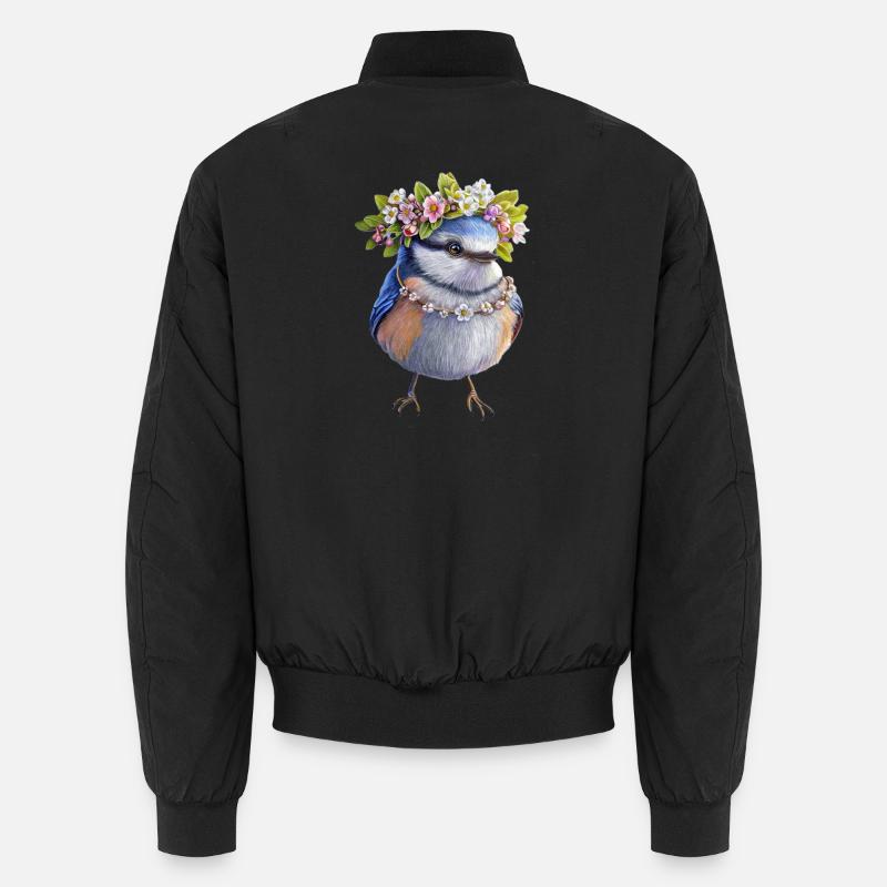 Vogel Blumenkranz - Unisex Bomberjacke - Schwarz