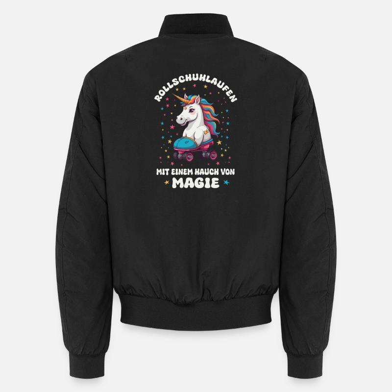 Einhorn Rollschuhlaufen - Unisex Bomberjacke - Schwarz