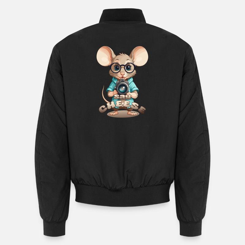 Mouse with camera - Unisex Bomber Jacket - black