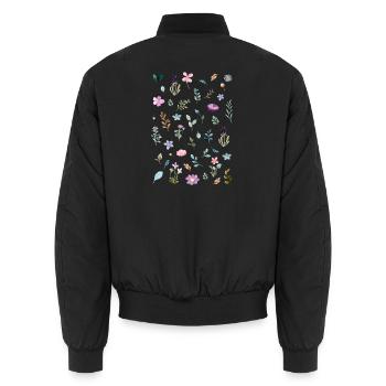 Aquarelle Florals sur Noir - Bomber unisexe - noir - Dos - AI Model Male 185 light (185cm)