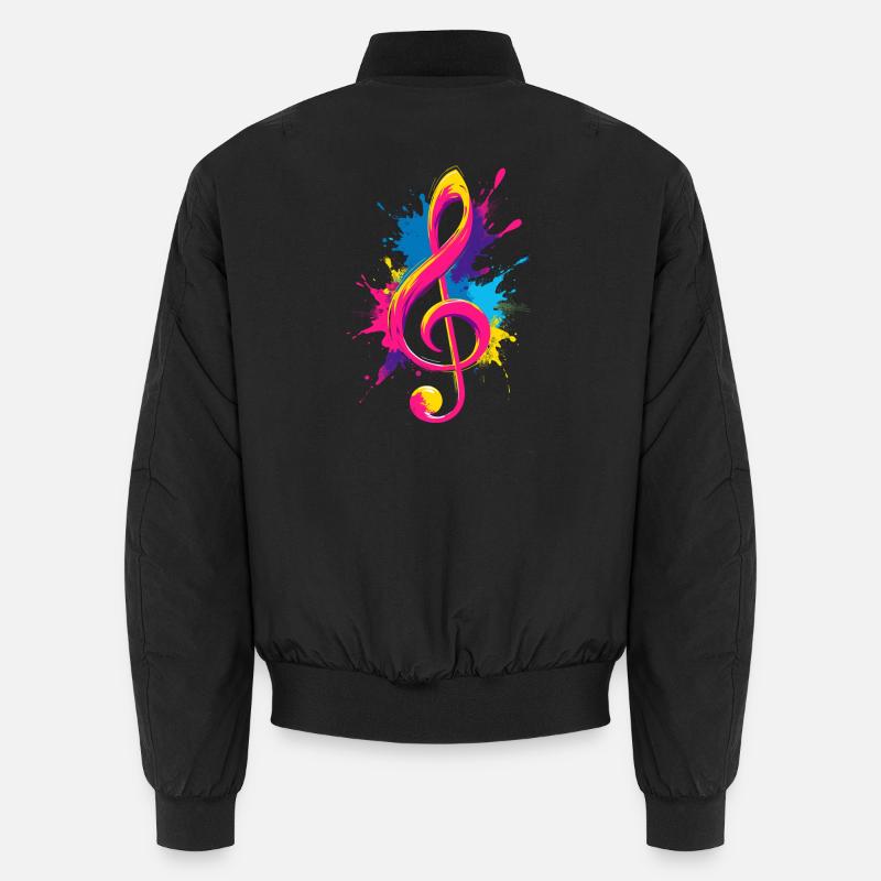 Bunter Notenschlüssel mit Farbspritzern Unisex Bomberjacke