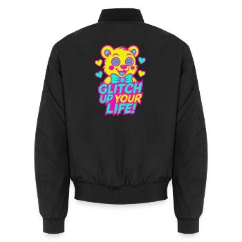 Glitch Up your Life! Motiv 2 - Unisex Bomberjacke - Schwarz - Hinten - AI Model Male 185 light (185cm)