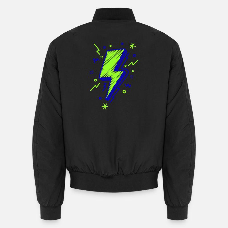 Éclairs illustrés en vert et bleu Bomber unisexe