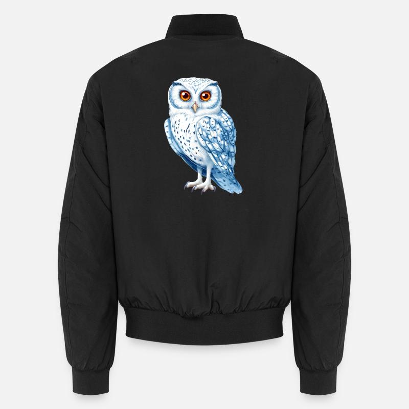 Schneeweiße Blaue Eulenzeichnung Unisex Bomberjacke