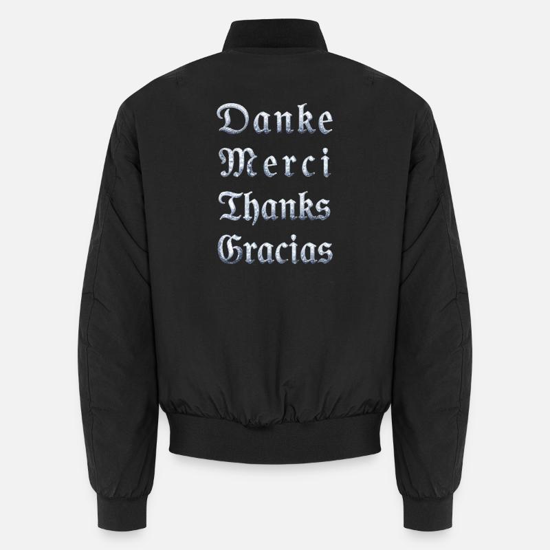 Multilinguale Dankesbotschaft Eiskristall - Unisex Bomberjacke - Schwarz