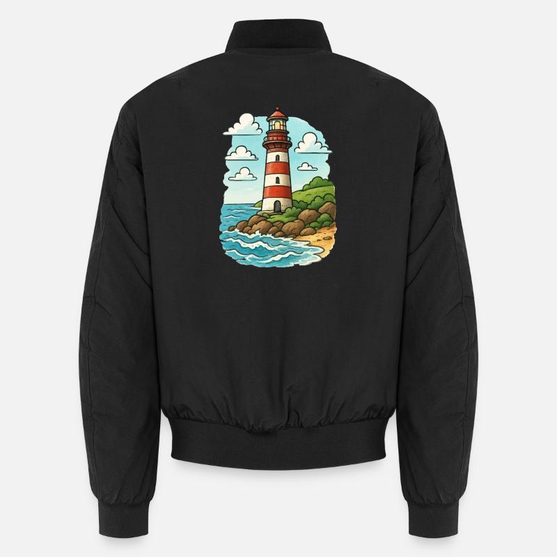 Leuchtturm am Küstenpfad - Unisex Bomberjacke - Schwarz