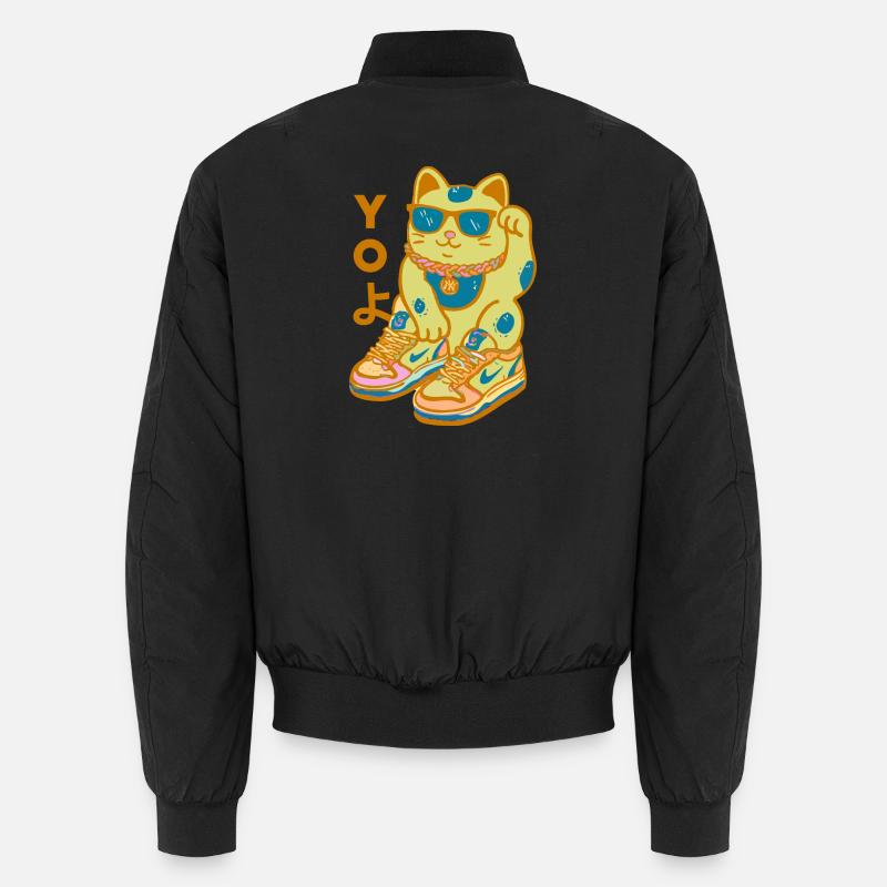 Chat Kawaii Sneakerhead Bling - Bomber unisexe - noir