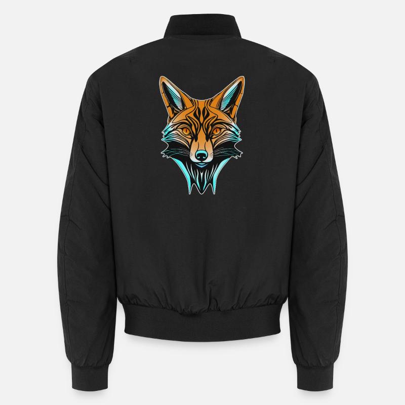 Neon Fox Head - Unisex Bomber Jacket - black
