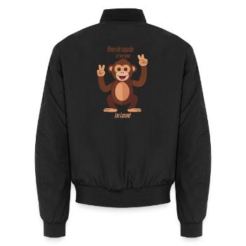 Wenn ich anpacke, ist wie wenn 2 los lassen! - Unisex Bomberjacke - Schwarz - Hinten - AI Model Male 185 light (185cm)