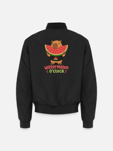 Watermelon O'Clock Cabybara - Unisex Bomber Jacket - black
