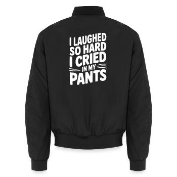Ich habe so sehr gelacht, dass ich in die Hose geweint habe - Unisex Bomberjacke - Schwarz - Hinten - AI Model Male 185 light (185cm)