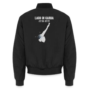 Lago di Garda Italien Koordinaten Kompass Reise - Unisex Bomberjacke - Schwarz - Hinten - AI Model Male 185 light (185cm)