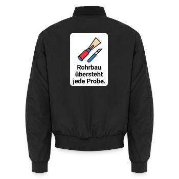 Oboen T-Shirt - Rohrbau Humor - Unisex Bomberjacke - Schwarz - Hinten - AI Model Male 185 light (185cm)