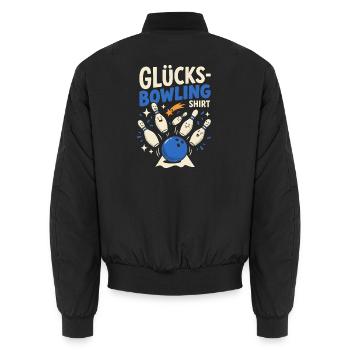 Bowling Glücksbringer Lustige Kugel Und Pins - Unisex Bomberjacke - Schwarz - Hinten - AI Model Male 185 light (185cm)