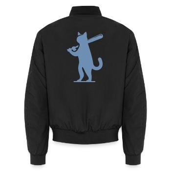 Minimalist Cat Baseball Player Silhouette - Unisex Bomberjacke - Schwarz - Hinten - AI Model Male 185 light (185cm)