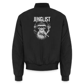Junglist-Affe mit Kopfhörern - Unisex Bomberjacke - Schwarz - Hinten - AI Model Male 185 light (185cm)