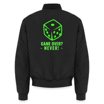 GAME OVER? - NEVER! - Unisex Bomberjacke - Schwarz - Hinten - AI Model Male 185 light (185cm)