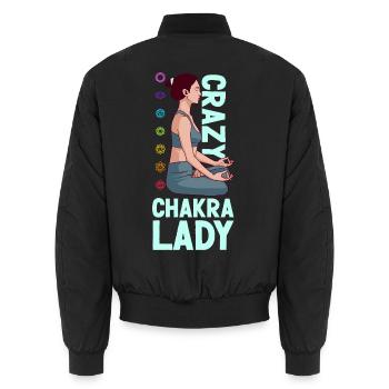 Verrückte Chakra-Lady - Unisex Bomberjacke - Schwarz - Hinten - AI Model Male 185 light (185cm)