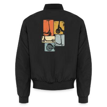 Roller Tretroller Scooter Vintage Retro Motiv - Unisex Bomberjacke - Schwarz - Hinten - AI Model Male 185 light (185cm)