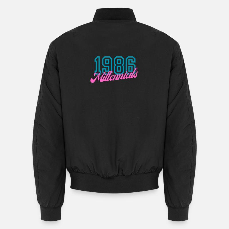 1986 Millennials Retro Numeric Design - Unisex Bomber Jacket - black