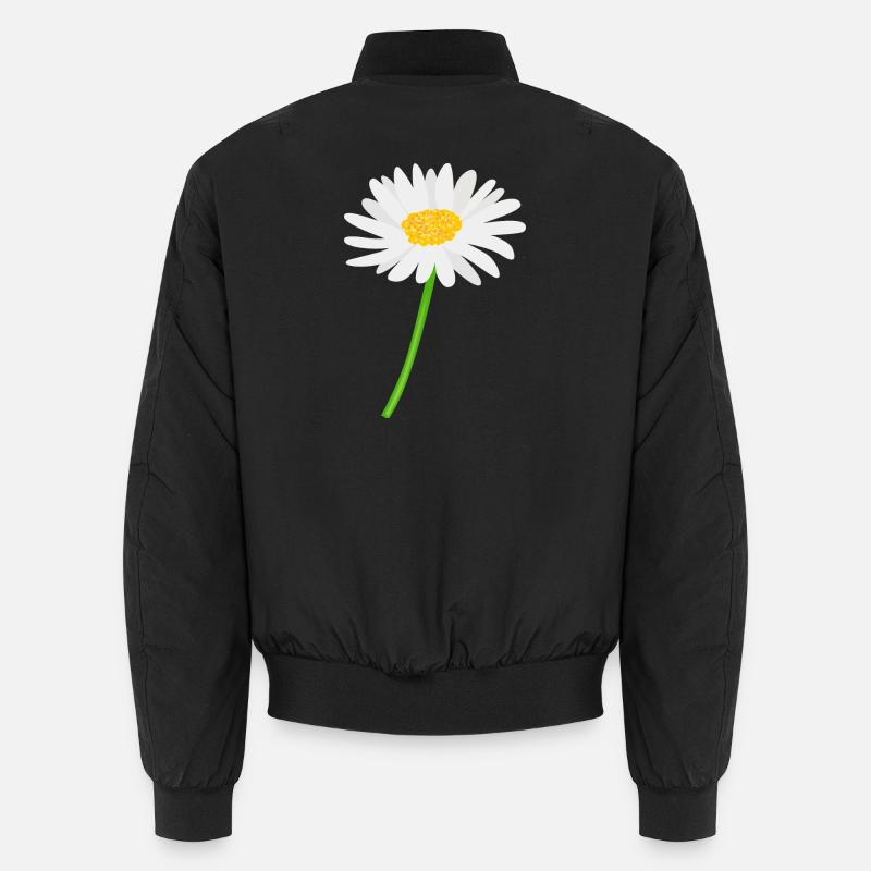 Flower daisy with stem - Unisex Bomber Jacket - black
